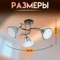 Светильник потолочный BayerLux &laquo;Сальма&raquo;, люстра 3хЕ27, 40 Вт, чёрный, 54&times;54&times;24 см