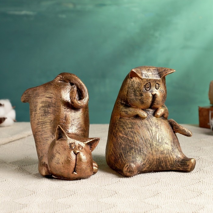 Держатель-подставка для книг  Держатель-подставка для книг "Два кота" набор, бронза, 15см