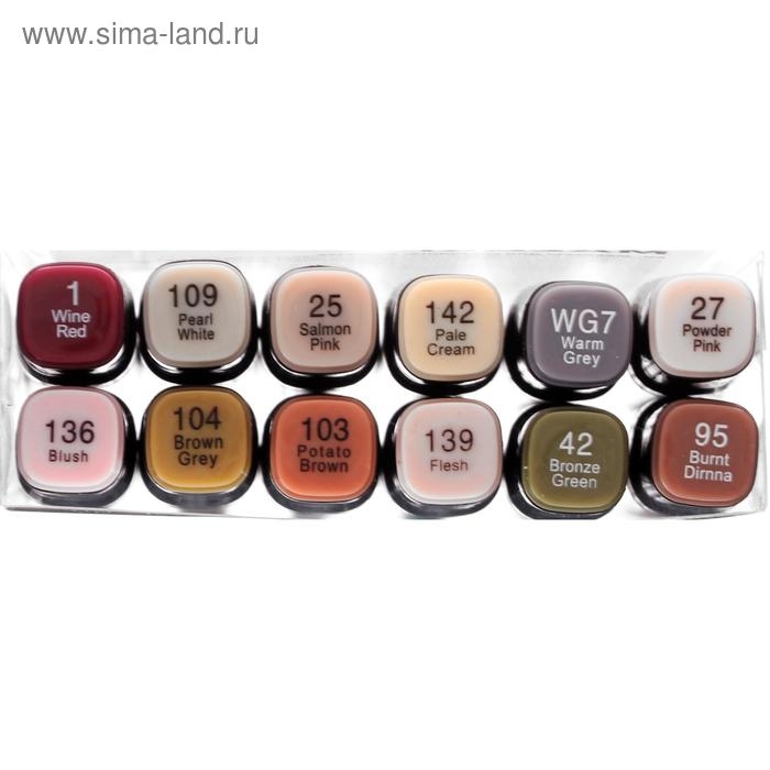 Набор двухсторонних маркеров для скетчинга Mazari Fantasia, Skin+Wood colors (телесные и древесные цвета), 12 цветов Набор двухсторонних маркеров для скетчинга Mazari Fantasia, Skin+Wood colors (телесные и древесные цвета), 12 цветов