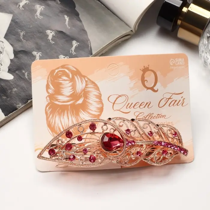 Заколка-автомат для волос QF &laquo;Маргарет&raquo;, листочек, 9 см, золото