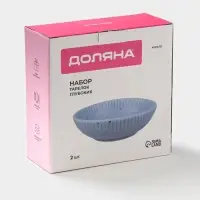 Тарелки глубокие Доляна &laquo;Коралл&raquo;, 700 мл, d=18.2 см, набор 2 шт., фарфор, голубые