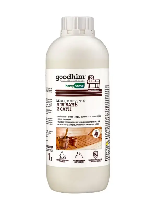 Моющее средство для бань и саун GOODHIM T150 (с ароматом хвои), 1 л Моющее средство для бань и саун GOODHIM T150 (с ароматом хвои), 1 л