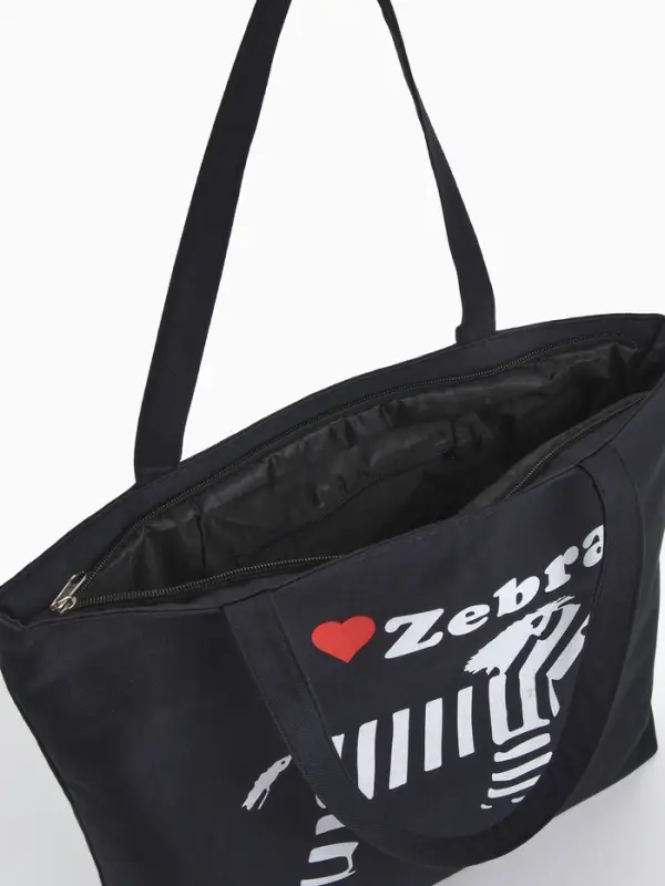 Сумка - шоппер &laquo;Зебра&raquo;, на молнии, с принтом, 42&times;9&times;32 см, чёрная