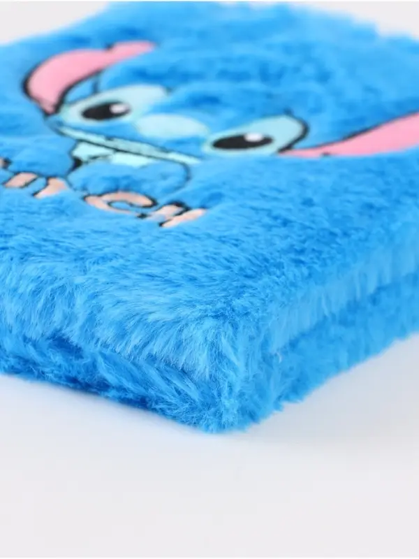 Пушистый блокнот и ручка многоцветная Стич, голубой Пушистый блокнот и ручка многоцветная Стич, голубой