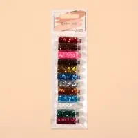 Блёстки для декора, средние, набор 12 бутылочек, разноцветные