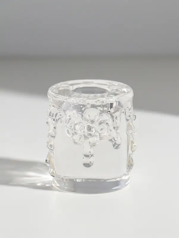 Подсвечник стекло на 1 свечу "Капли лавы" прозрачный d=2,5 см 5х5х5,5 см