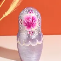 Матрешка дерево &laquo;Маня&raquo;, сиреневая, 18 см, 5 кукольная, ручная роспись