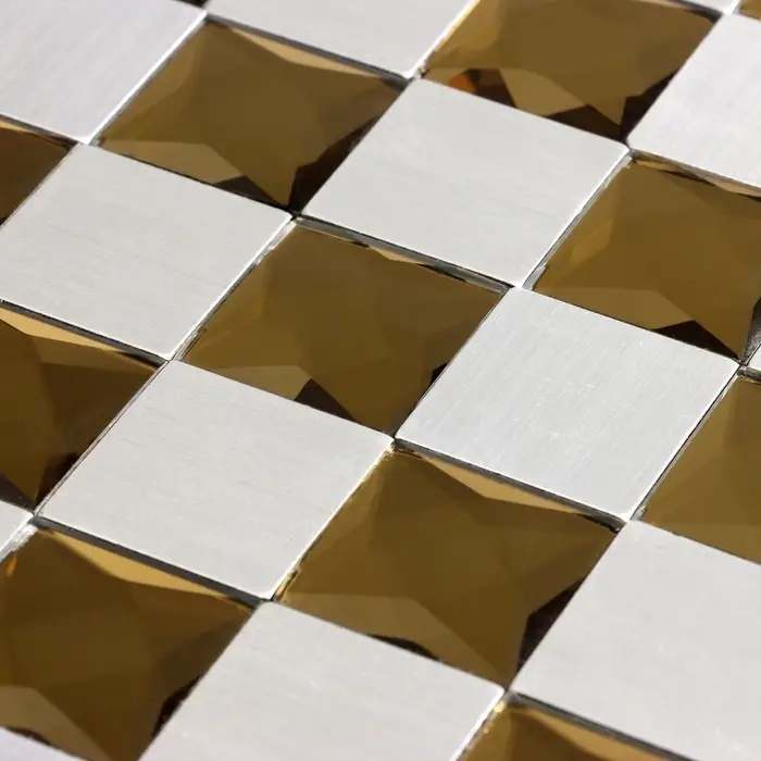 Панель ПВХ самоклеящаяся TAKE IT EASY &laquo;Мозаика клетка&raquo;, 300&times;300 мм, цвет серо - золотой