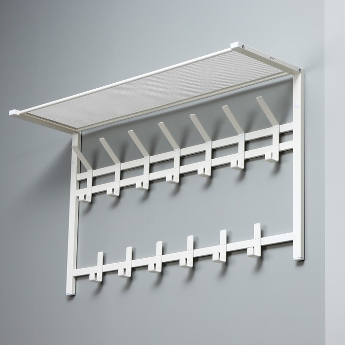 Вешалка с полкой «Торонто 32», 92,4×25,5×9,8 см, металл, цвет белый Вешалка с полкой «Торонто 32», 92,4×25,5×9,8 см, металл, цвет белый