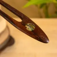 Заколка для волос фигурная, дерево Соно, ракушка, 18х3 см, цв. тёмно-коричневый