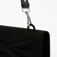 Ручка для сумки из натуральной кожи, с карабинами, 30 &plusmn; 2 см &times; 2.5 см, цвет чёрный/серебряный