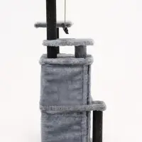 Домик для кошек с когтеточкой, 33&times;40&times;103 см, квадратный, ковролин, серый