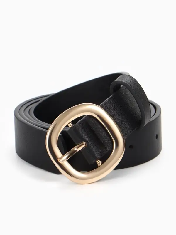 Ремень женский, 2.8&times;107 см, 1 прокол, золотистая пряжка, чёрный