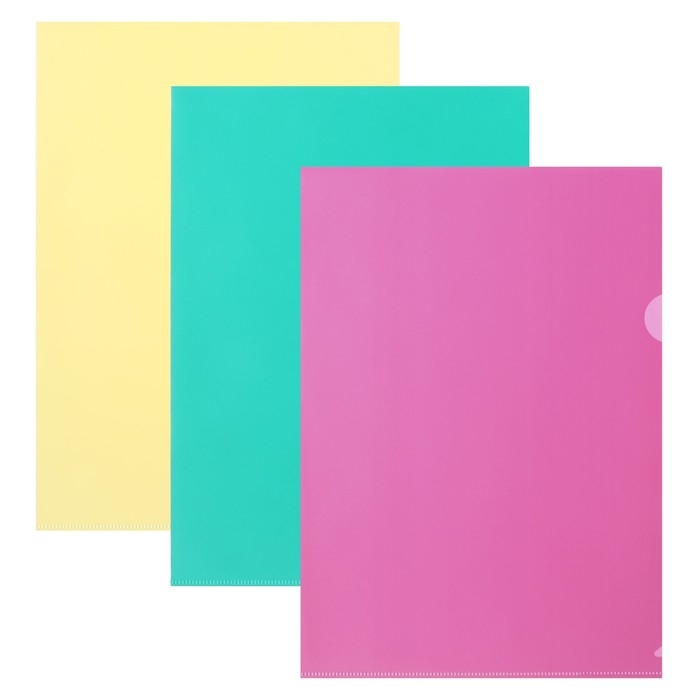 Набор папок-уголков А4, 180 мкм, Calligrata Pastel, полупрозрачные, 3 штуки, микс Набор папок-уголков А4, 180 мкм, Calligrata Pastel, полупрозрачные, 3 штуки, микс