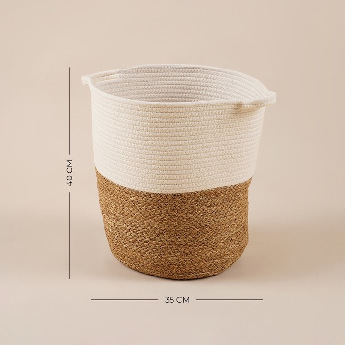 Корзина для белья плетеная круглая SL Home Orden, хлопок, гиацинт, 35×40 см Корзина для белья плетеная круглая SL Home Orden, хлопок, гиацинт, 35×40 см