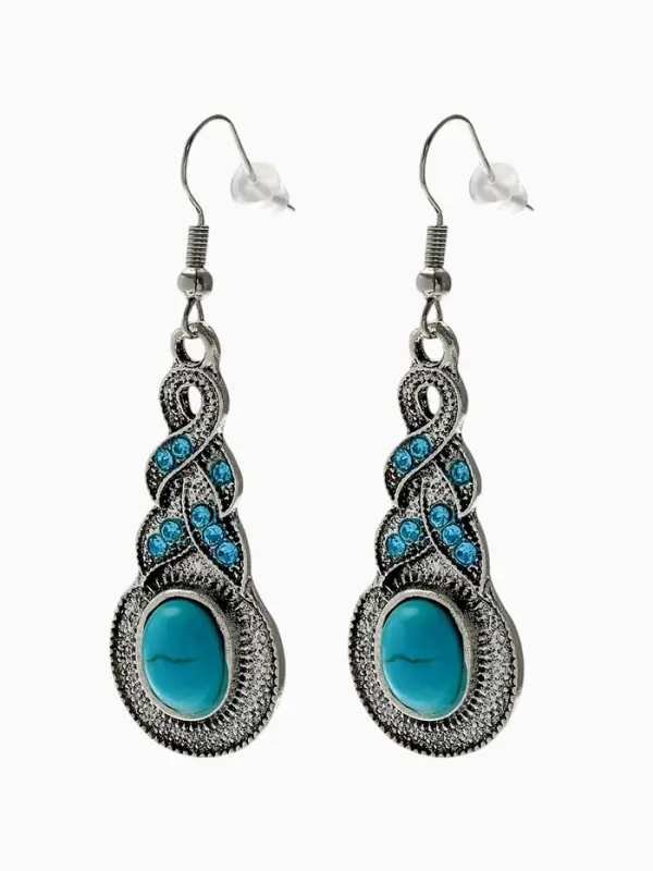 Серьги &laquo;Бирюзовый мир&raquo;, коса, голубые в чернёном серебре