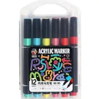 Набор акриловых маркеров 12 цветов, для рисования, в пластиковом пенале