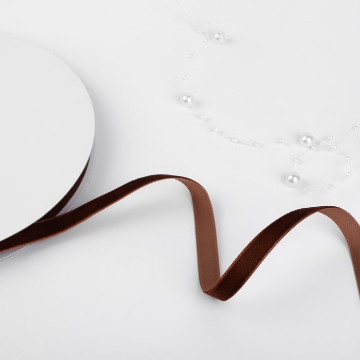 Лента бархатная, 10 мм, 18 ± 1 м, цвет коричневый №119 Лента бархатная, 10 мм, 18 ± 1 м, цвет коричневый №119