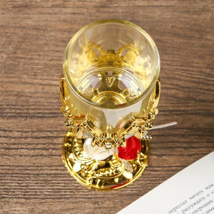 Подсвечник пластик, стекло на 1 свечу Подсвечник пластик, стекло на 1 свечу "Розочки" бокал на ножке золото 13х6х6 см