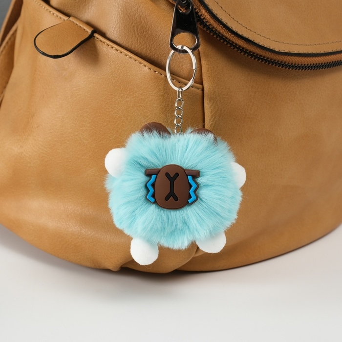 Пушистик на кольце  Пушистик на кольце "Капибара Мистер Грусть" голубой 10х8х8 см