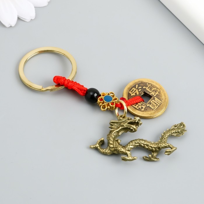 Брелок металл нэцке  Брелок металл нэцке "Китайский дракон" 5 монет h=7,5 см