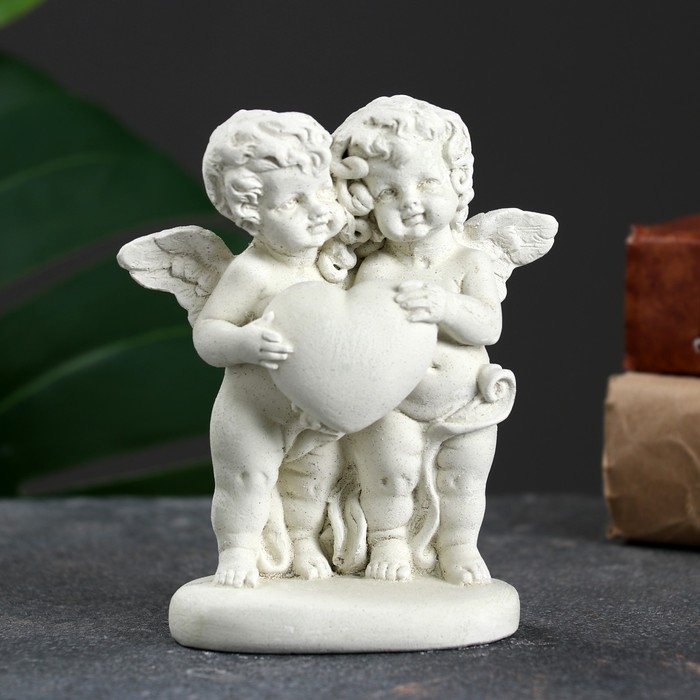 Фигура Фигура "Ангелочки с сердцем" состаренный, 12х11х6см