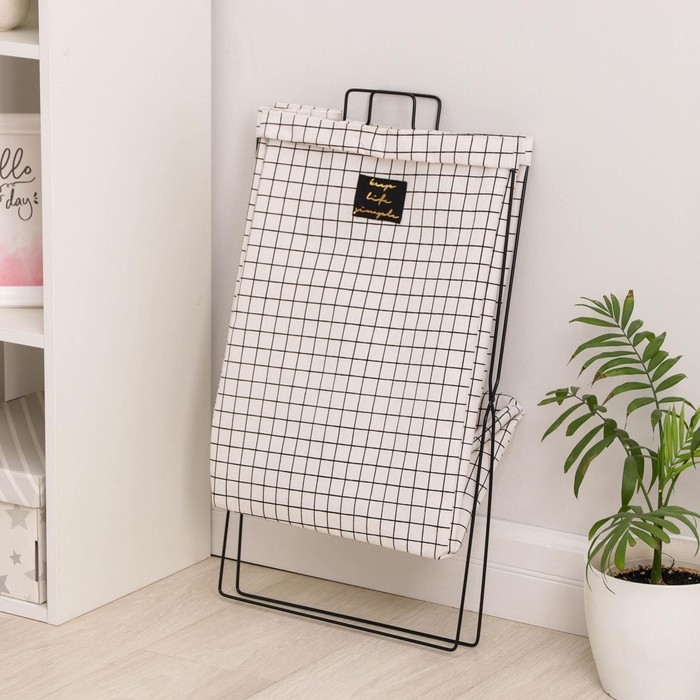 Корзина универсальная складная «Клетка», 40×26×50 см, цвет бело-чёрный Корзина универсальная складная «Клетка», 40×26×50 см, цвет бело-чёрный