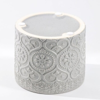 Банка для хранения сыпучих продуктов «Кружева. Сердца», 400 мл, 10×9,5 см, с бамбуковой крышкой, керамическая, цвет серый