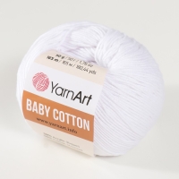 Пряжа "Baby cotton" 50% акрил 50% хлопок 165м/50гр (400 ультрабелый)