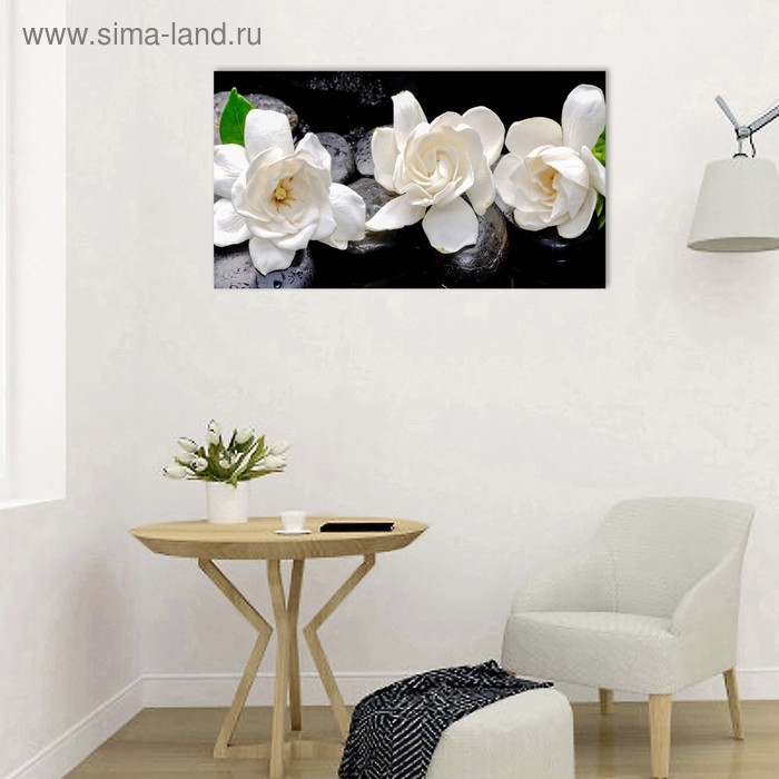 Картина на холсте Картина на холсте "Белые цветы" 50х100 см