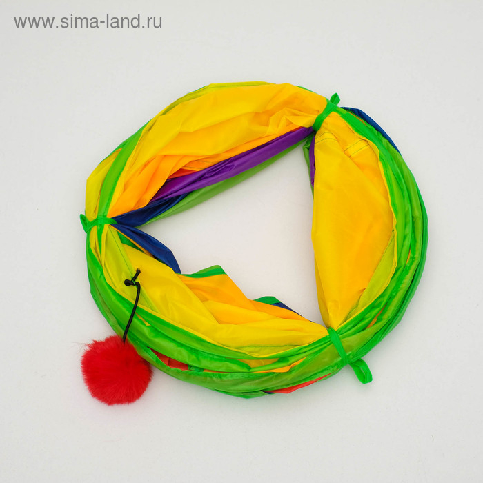 Туннель для кошек с игрушкой, 120 х 25 см, разноцветный Туннель для кошек с игрушкой, 120 х 25 см, разноцветный
