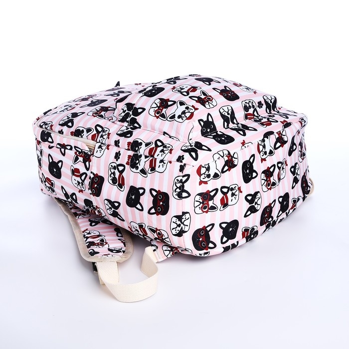 Рюкзак школьный из текстиля на молнии, 3 кармана, пенал, цвет розовый Рюкзак школьный из текстиля на молнии, 3 кармана, пенал, цвет розовый