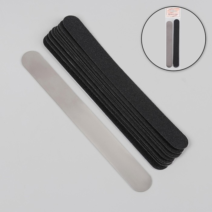 Основа и сменные файлы для пилки, 18 см, 10 шт, абразивность 80, цвет чёрный Основа и сменные файлы для пилки, 18 см, 10 шт, абразивность 80, цвет чёрный