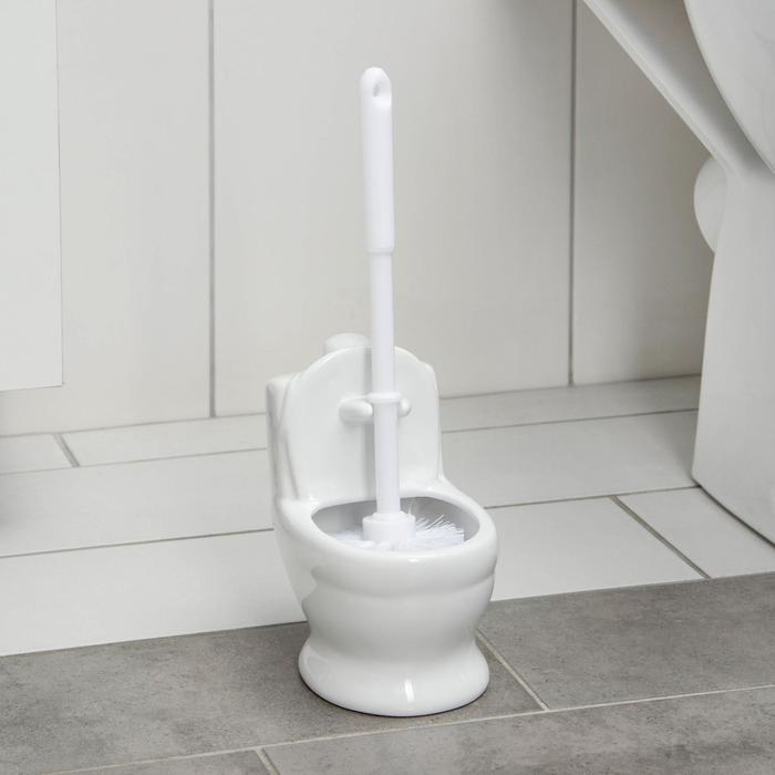 Ёрш для унитаза с подставкой «Классик», 10×14×32 см, цвет белый Ёрш для унитаза с подставкой «Классик», 10×14×32 см, цвет белый