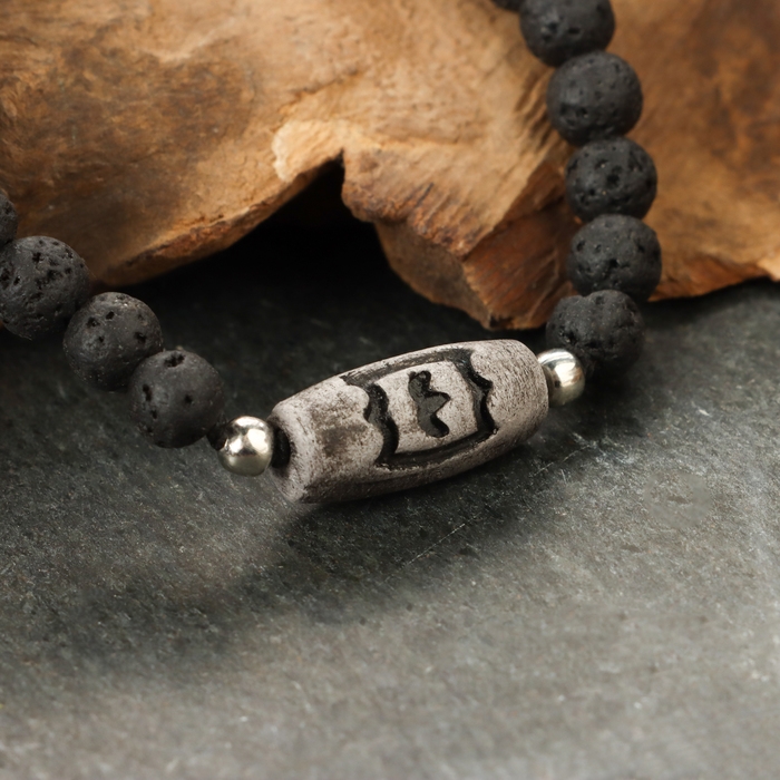 Браслет из лавы с бусиной Дзи «Гаруда» №2