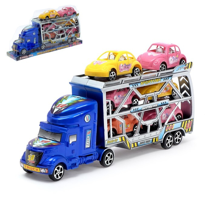Грузовик инерционный &laquo;Тягач&raquo; с 6 машинами, МИКС