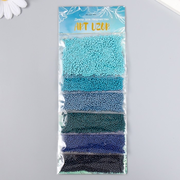 Бисер круглый 12/0 Бисер круглый 12/0 "Синяя лазурь" 6 цветов х 10 гр 20х8 см