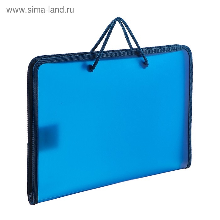 Папка с ручками А4, 230 х 185 х 25 мм, молния вокруг, пластиковая, ПТ-112, Папка с ручками А4, 230 х 185 х 25 мм, молния вокруг, пластиковая, ПТ-112, "Офис", тонированная, цвет тёмно-синий