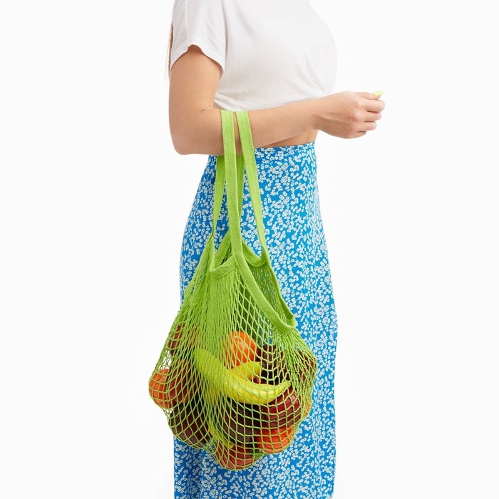 Авоська, 41 х 27 см, ручка 17 см, клетка 1.5 см, зеленая Авоська, 41 х 27 см, ручка 17 см, клетка 1.5 см, зеленая