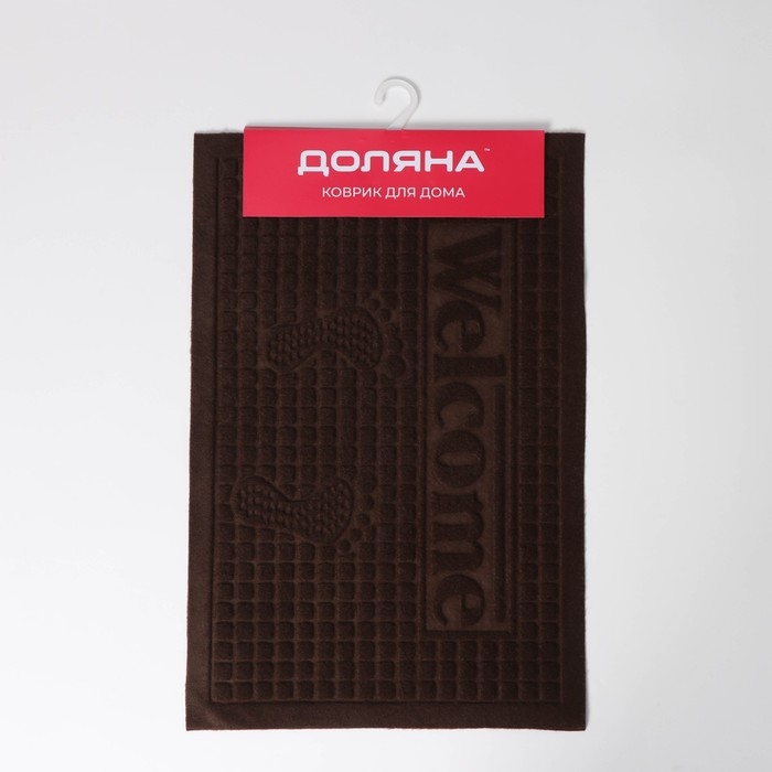 Коврик влаговпитывающий придверный без окантовки Доляна &laquo;Следочки Welcome&raquo;, 40&times;60 см, цвет МИКС