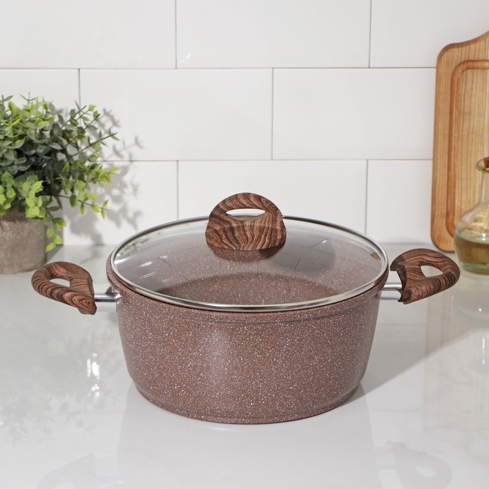 Кастрюля Доляна «Брауни», 4 л, d=20 см, h=11,5 см, стеклянная крышка, антипригарное покрытие, индукция Кастрюля Доляна «Брауни», 4 л, d=20 см, h=11,5 см, стеклянная крышка, антипригарное покрытие, индукция