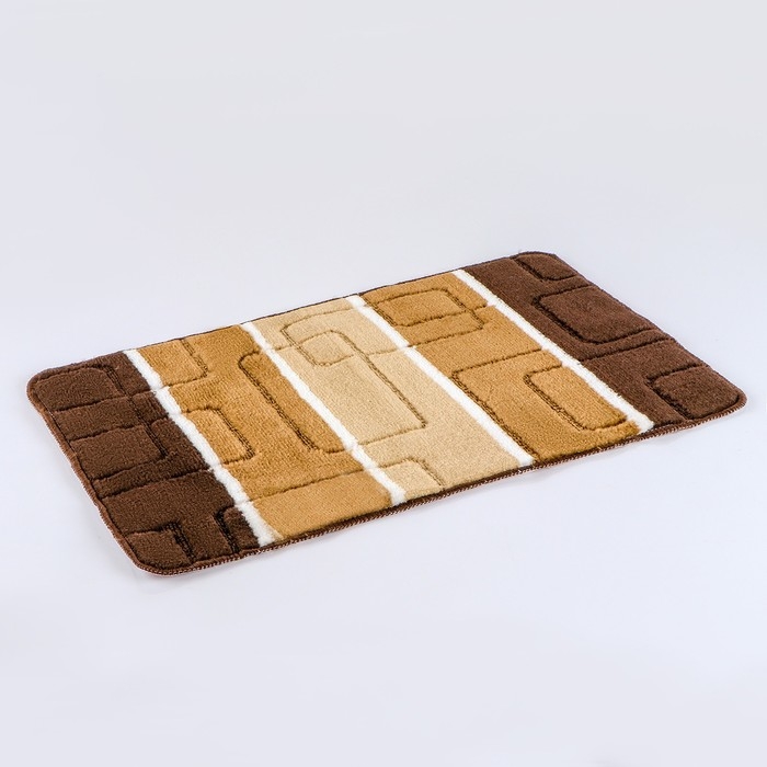Коврик для ванной Доляна «Квадраты», 40×60 см, цвет коричневый
