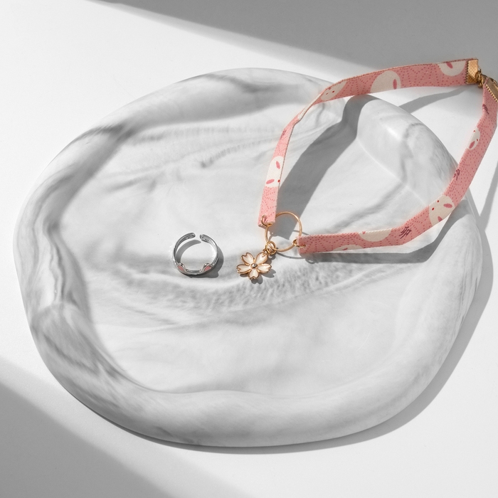 Набор 2 предмета: кольцо, чокер «Япония» милый, цвет бело-розовый в серебристо-золотом металле, 30 см Набор 2 предмета: кольцо, чокер «Япония» милый, цвет бело-розовый в серебристо-золотом металле, 30 см