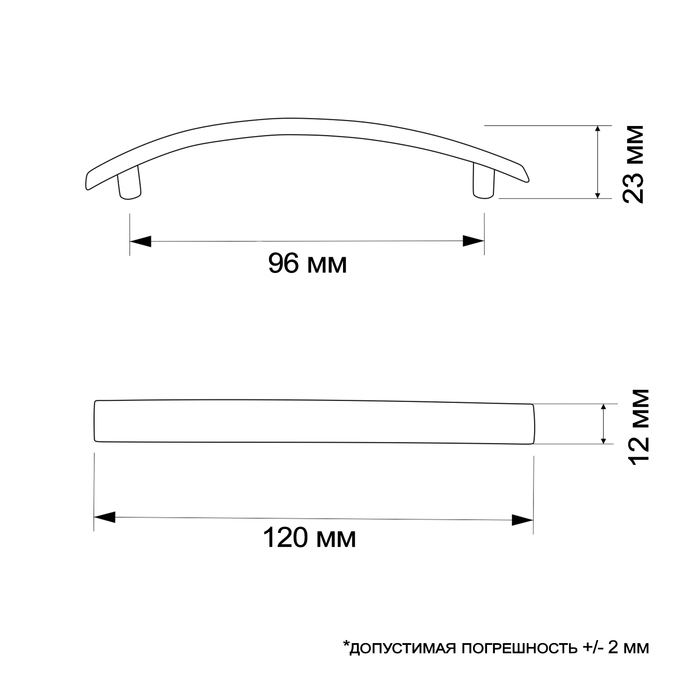 Ручка скоба STANDART РС001, м/о 96 мм, матовый никель Ручка скоба STANDART РС001, м/о 96 мм, матовый никель