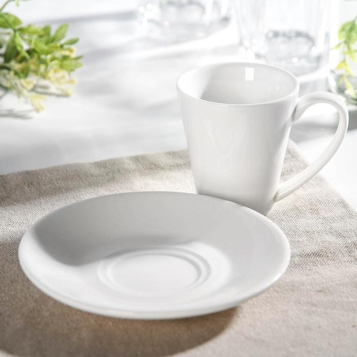 Кофейная пара фарфоровая Wilmax, 2 предмета: кружка 110 мл, блюдце d=13,2 см, цвет белый Кофейная пара фарфоровая Wilmax, 2 предмета: кружка 110 мл, блюдце d=13,2 см, цвет белый