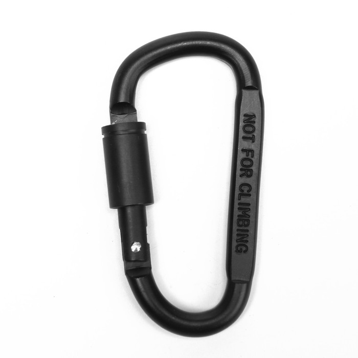 Карабин подвесной тактический 81х41 мм, D-образный, цвет черный Карабин подвесной тактический 81х41 мм, D-образный, цвет черный