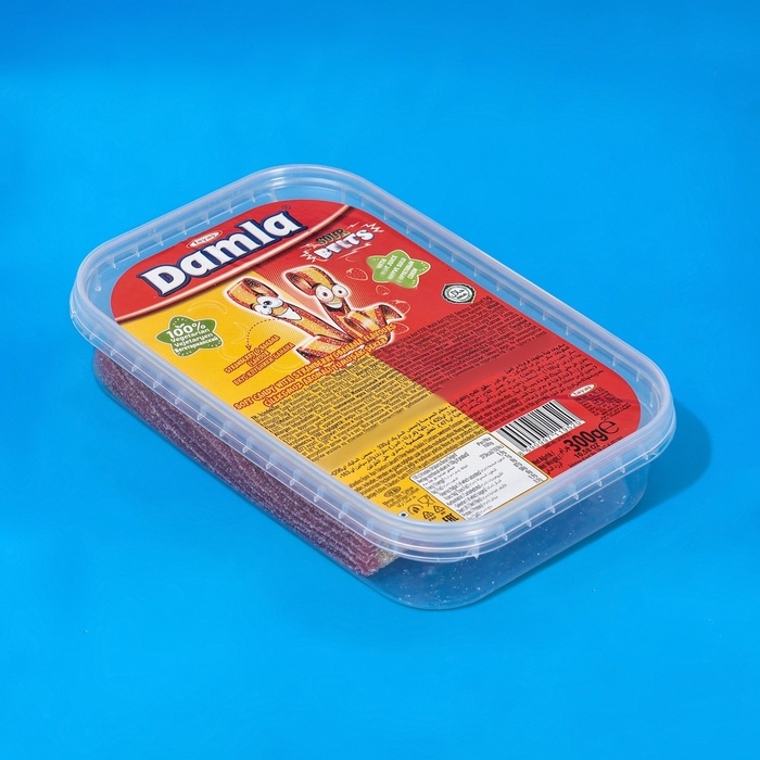 Кислый мармелад - ремешки Кислый мармелад - ремешки "DAMLA", банан, клубника, 300 г