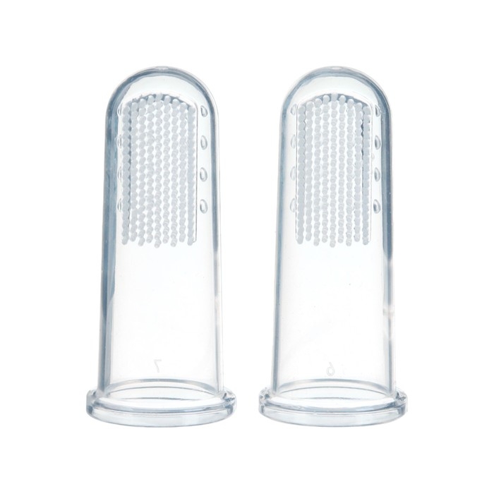 Детская зубная щетка на палец, прорезыватель, 2 шт., в прозрачном контейнере, силиконовая Детская зубная щетка на палец, прорезыватель, 2 шт., в прозрачном контейнере, силиконовая