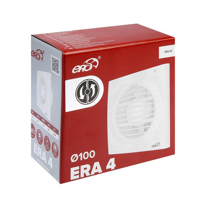 Вентилятор вытяжной ERA 4С, 150х150 мм, d=100 мм, 220‒240 В, с обратным клапаном Вентилятор вытяжной ERA 4С, 150х150 мм, d=100 мм, 220‒240 В, с обратным клапаном