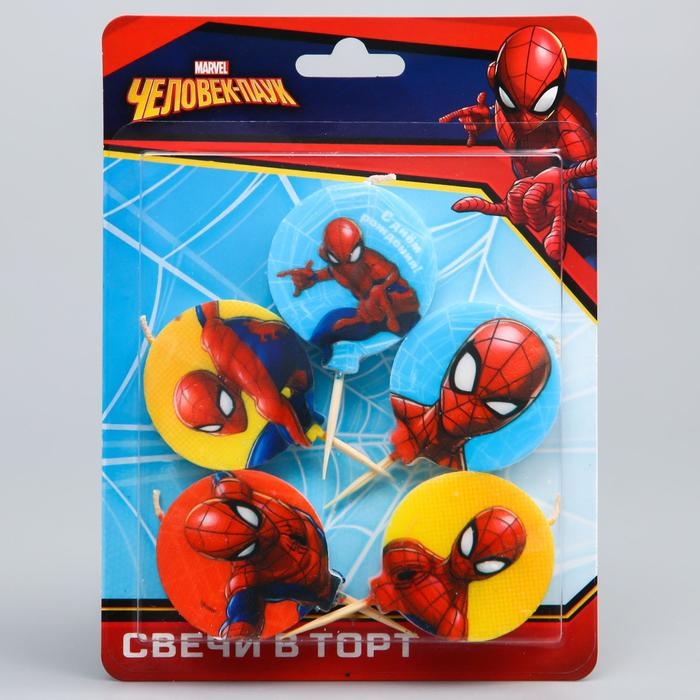 Свеча в торт набор, Человек-паук . 5 шт. Свеча в торт набор, Человек-паук . 5 шт.